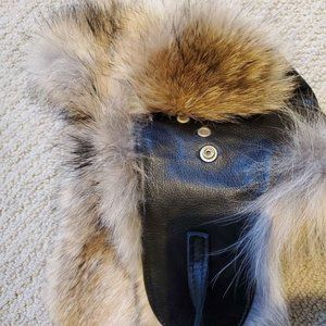 Leather and fur aviator  hat Harrikana size M new